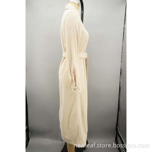 Tailored collar design Corduroy 6W shirt dress